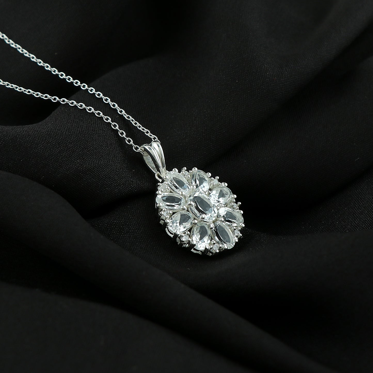 Shiny White Topaz Pendant Necklace gift for Mom – 925 Sterling Silver