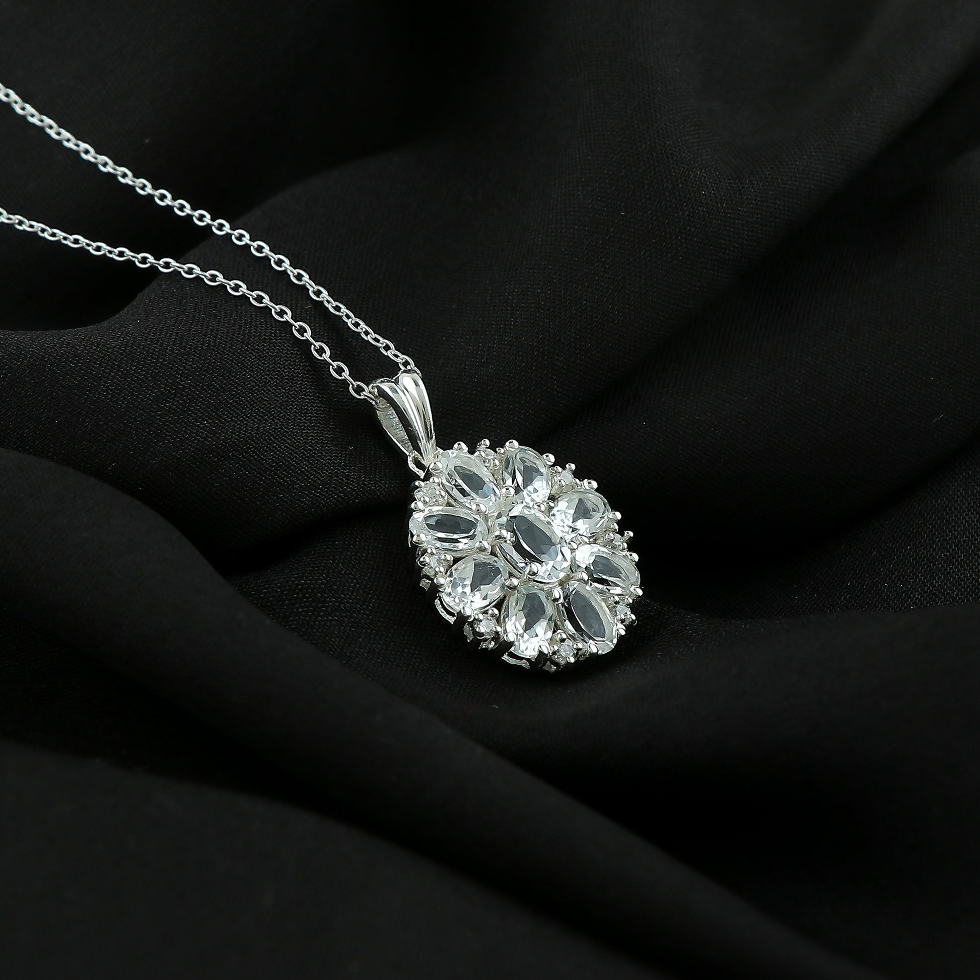 Shiny White Topaz Pendant Necklace gift for Mom – 925 Sterling Silver