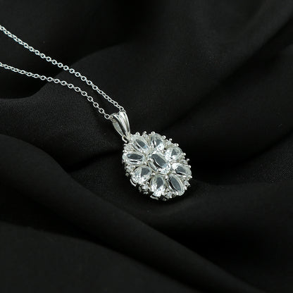 Shiny White Topaz Pendant Necklace gift for Mom – 925 Sterling Silver