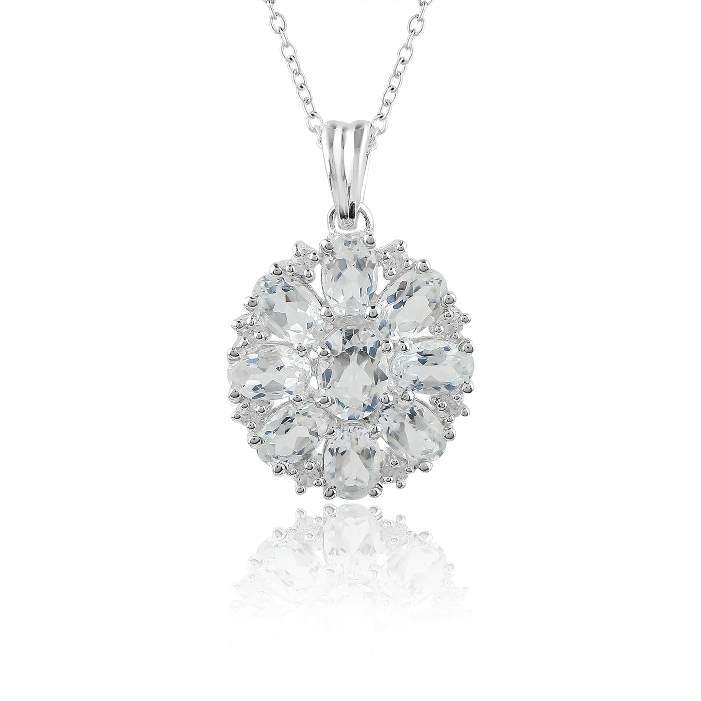 Eye-captivating Real White Topaz Pendant Necklace in Sterling Silver