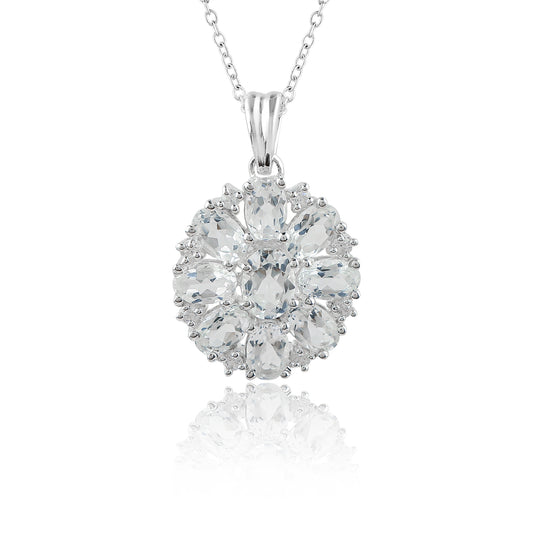 Eye-captivating Real White Topaz Pendant Necklace in Sterling Silver