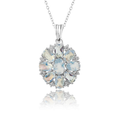 Rainbow Moonstone Crystal Pendant Necklace