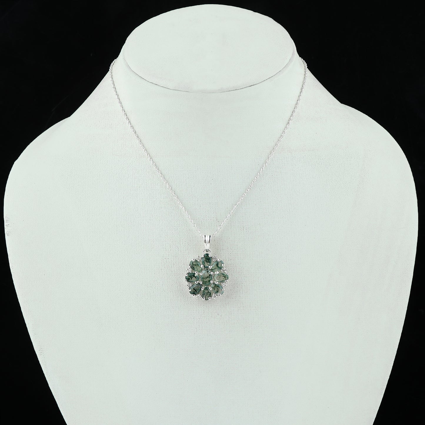 925 Sterling Silver made Real Moss Agate Pendant Necklace –A gift for Mom and Her