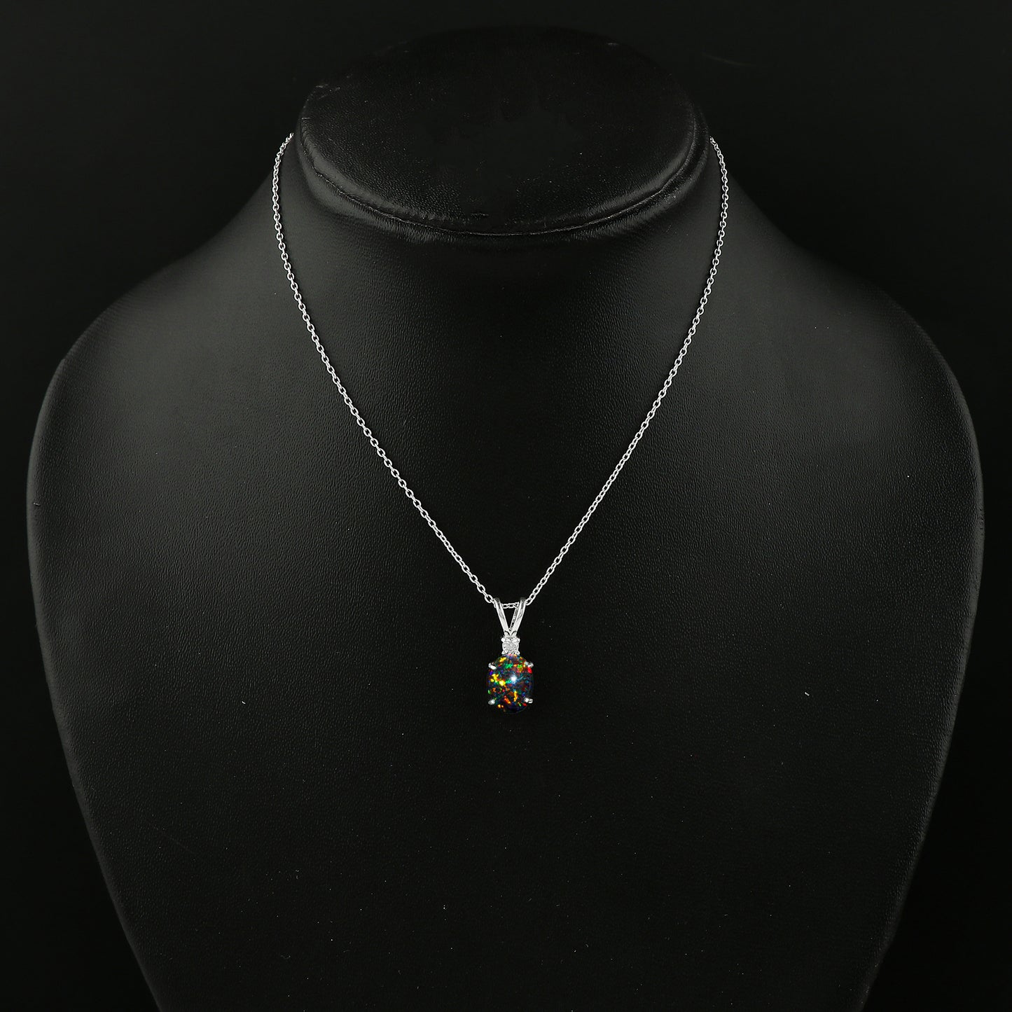 Verified Quality in 1.3 Ct White Dot Ethiopian Opal Pendant style in 925 silver