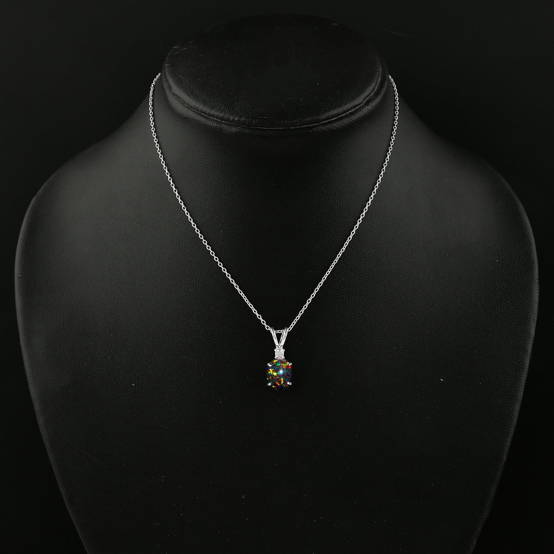 Verified Quality in 1.3 Ct White Dot Ethiopian Opal Pendant style in 925 silver