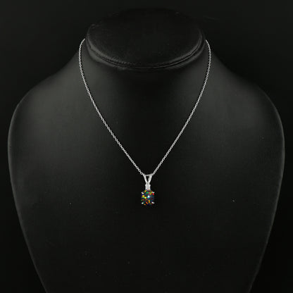 Verified Quality in 1.3 Ct White Dot Ethiopian Opal Pendant style in 925 silver