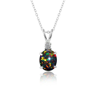 Beautiful White Dot Ethiopian Opal Pendant in 925 Sterling Silver – Oval Shaped, Timeless Appeal