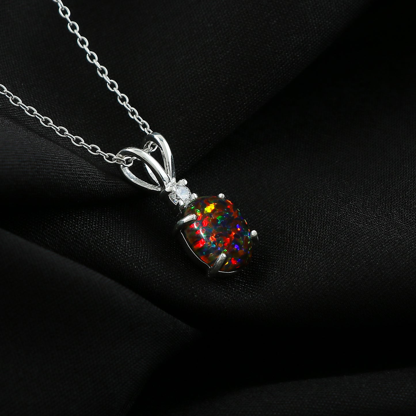 Naturally Sourced 1.3 Ct Ethiopian Opal Pendant in 925 Silver