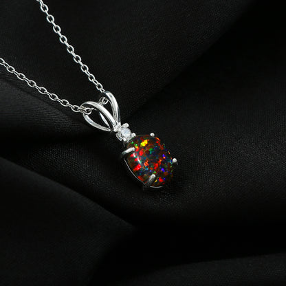 Naturally Sourced 1.3 Ct Ethiopian Opal Pendant in 925 Silver