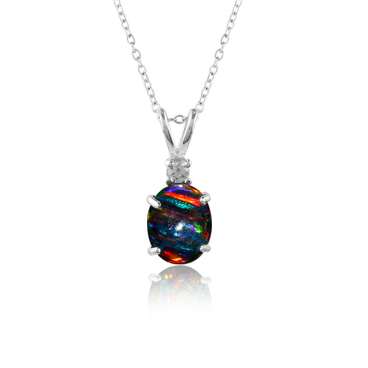 Luxurious 1.3 Ct Black Line Ethiopian Opal Pendant in 925 silver