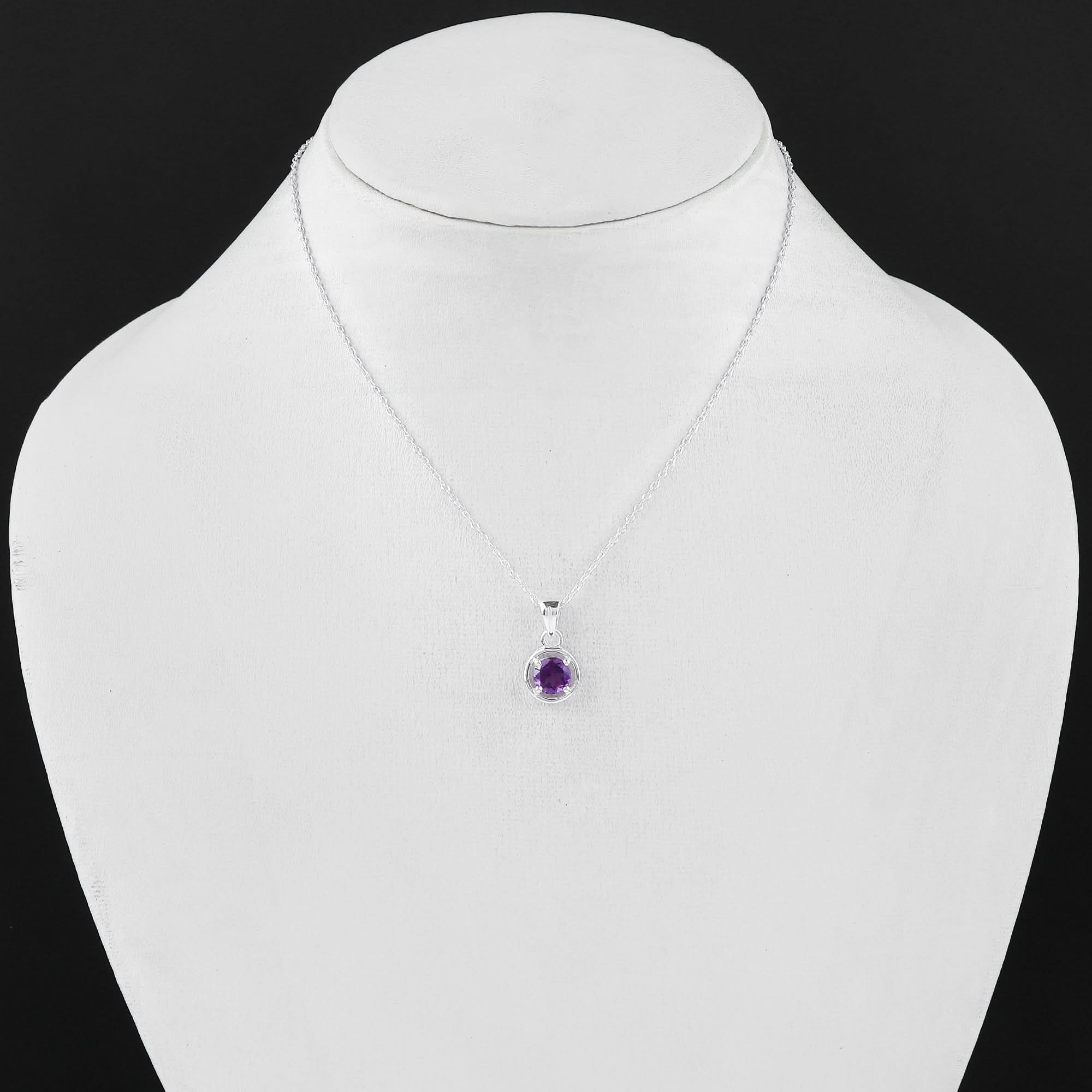 Sterling Silver Amethyst Necklace | Handcrafted Purple Gemstone
