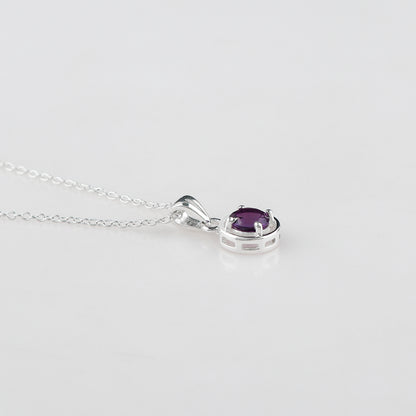 Real Amethyst Crystal Pendant Necklace, Natural Gemstone, Birthstone Crystal, Healing Stone, Gift for Women Mom Her, Statement Jewellery, 925 Sterling Silver 18 inch