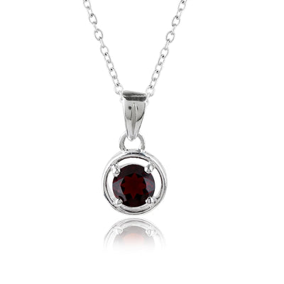 Garnet Pendant Necklace in  silver plated – January Birthstone Gemstone Pendant Necklace, Minimalist Jewelry Gift for Women