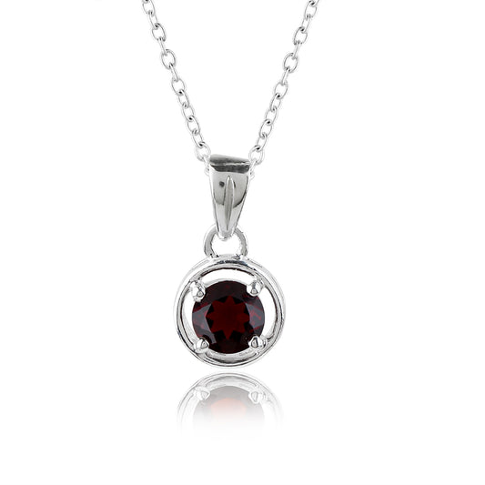 Real Garnet Crystal Pendant Necklace, Natural Gemstone, Birthstone Crystal, Healing Stone, Gift for Women Mom Her, Statement Jewellery, 925 Sterling Silver 18 inch