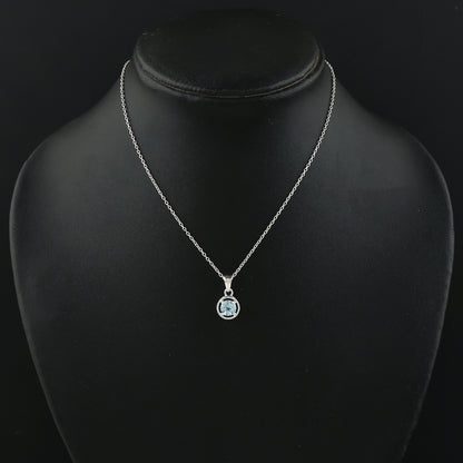 Real Sky Blue Topaz Crystal Pendant Necklace, Natural Gemstone, Birthstone Crystal, Healing Stone, Gift for Women Mom Her, Statement Jewellery, 925 Sterling Silver 18 inch