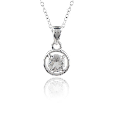 Faceted White Topaz Gemstone Pendant in Sterling Silver
