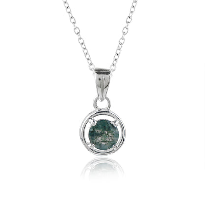 moss agate pendant necklace in 925 sterling silver