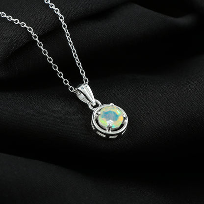 Real Ethiopian Opal Crystal Pendant Necklace, Natural Gemstone, Birthstone Crystal, Healing Stone, Gift for Women Mom Her, Statement Jewellery, 925 Sterling Silver 18 inch