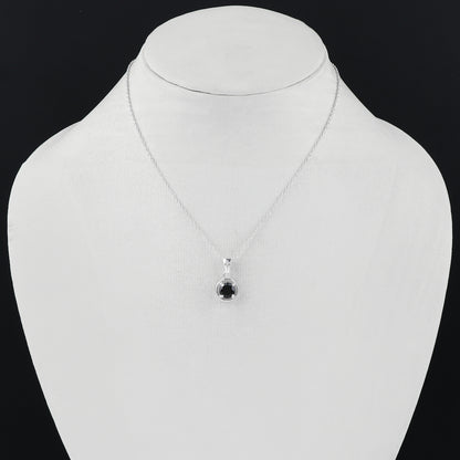 Real Black Spinel Crystal Pendant Necklace, Natural Gemstone, Birthstone Crystal, Healing Stone, Gift for Women Mom Her, Statement Jewellery, 925 Sterling Silver 18 inch