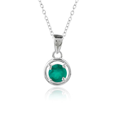 Green Onyx Pendant Necklace – 925 Sterling Silver