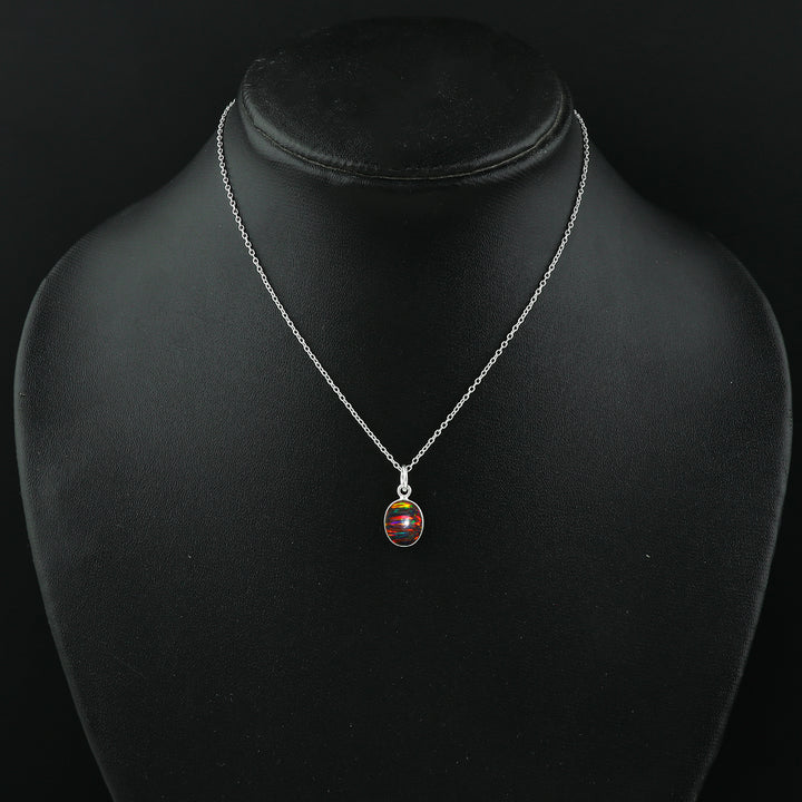 0.5 Ct Black Line  Ethiopian Opal Pendant