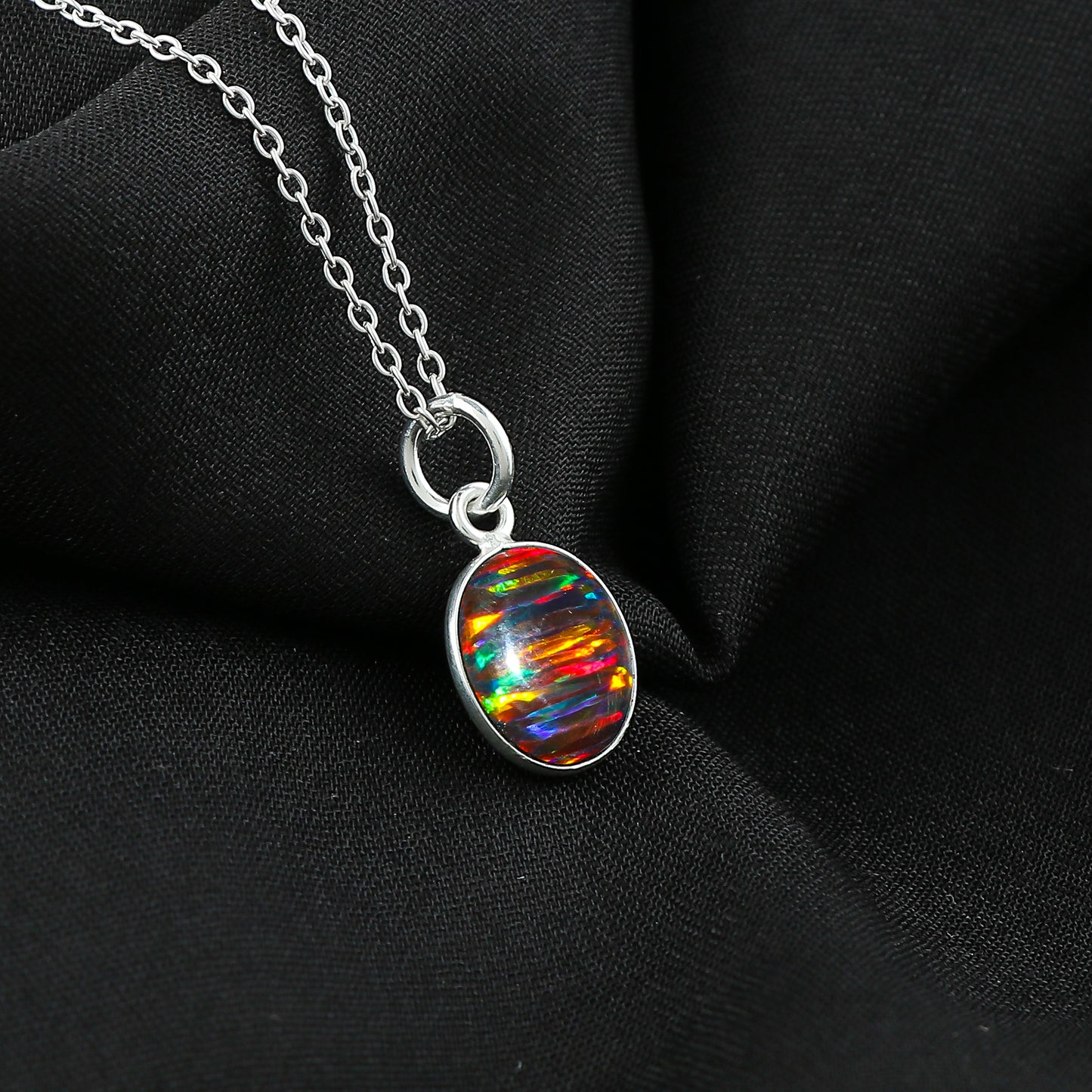 Unique Pear Shape Pendant in 1.3 Ct Ethiopian Opal crafted in 925 silver