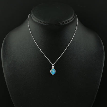 Black Opal Crystal Pendant Necklace, Fire Play Gemstone, Birthstone Crystal, Healing Stone, Gift for Women Mom Her, Statement Jewellery, 925 Sterling Silver 18 inch