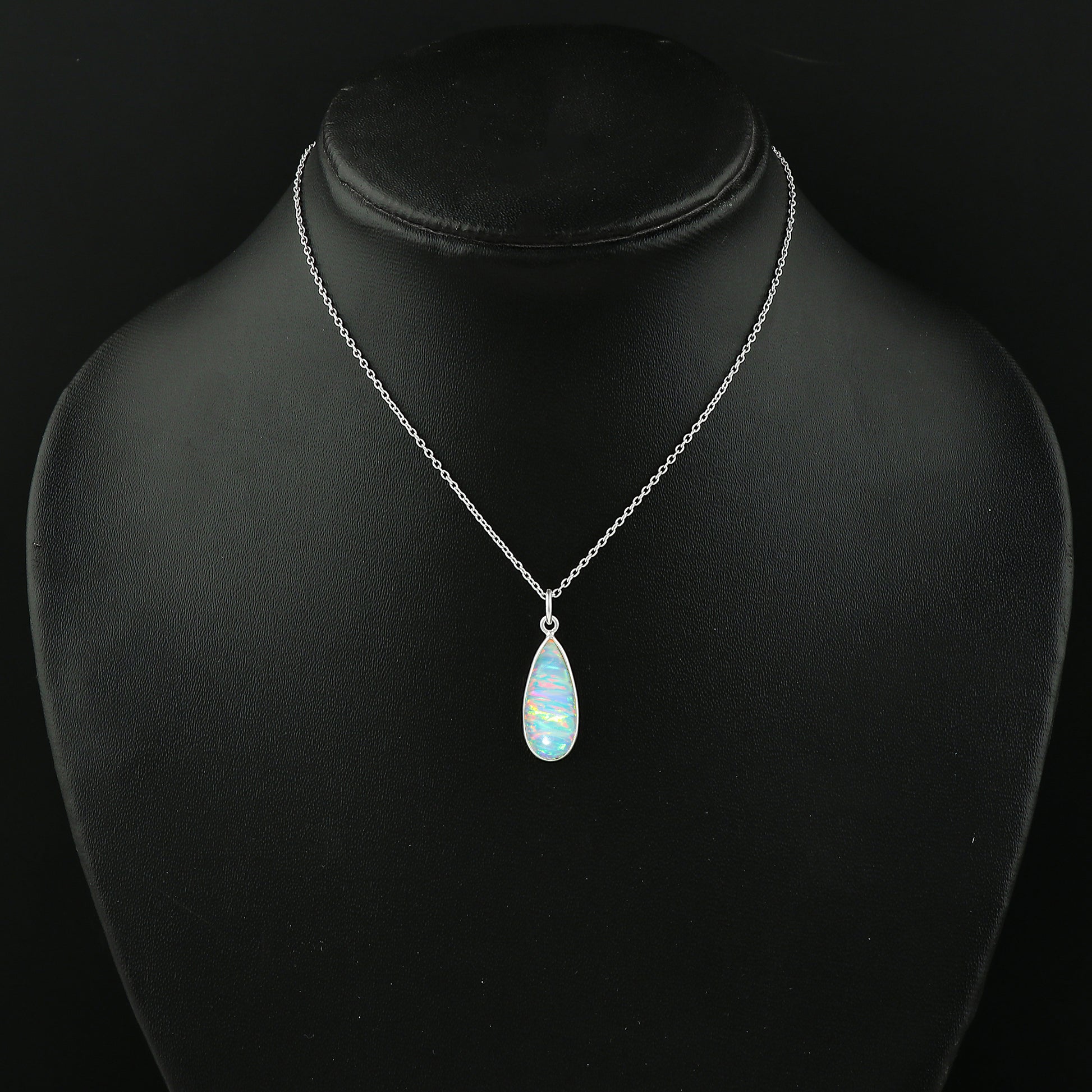 Excluvie Pendant Design in 1.3 Ct White Line Ethiopian Opal crafted in 925 silver