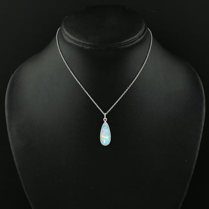 Excluvie Pendant Design in 1.3 Ct White Line Ethiopian Opal crafted in 925 silver
