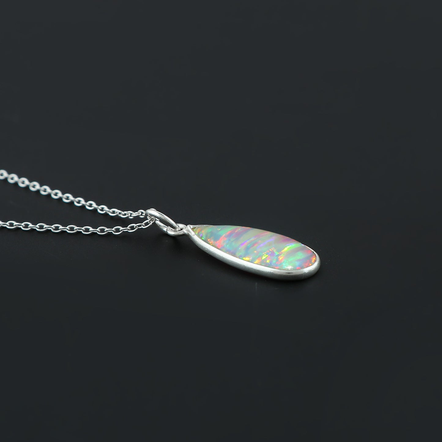 Handicrafted 925 silver style 1.3 Ct White Line Ethiopian Opal Pendant