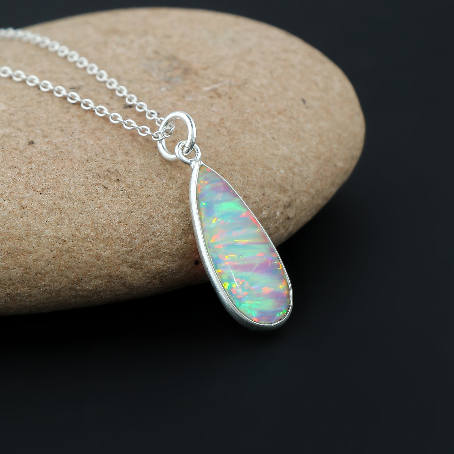 Certified 1.3 Ct White Line Ethiopian Opal Pendant