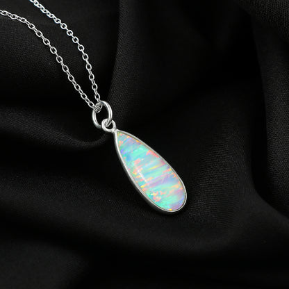 Elegant designs in 1.3 Ct White Line Ethiopian Opal Pendant mounted on 925 silver