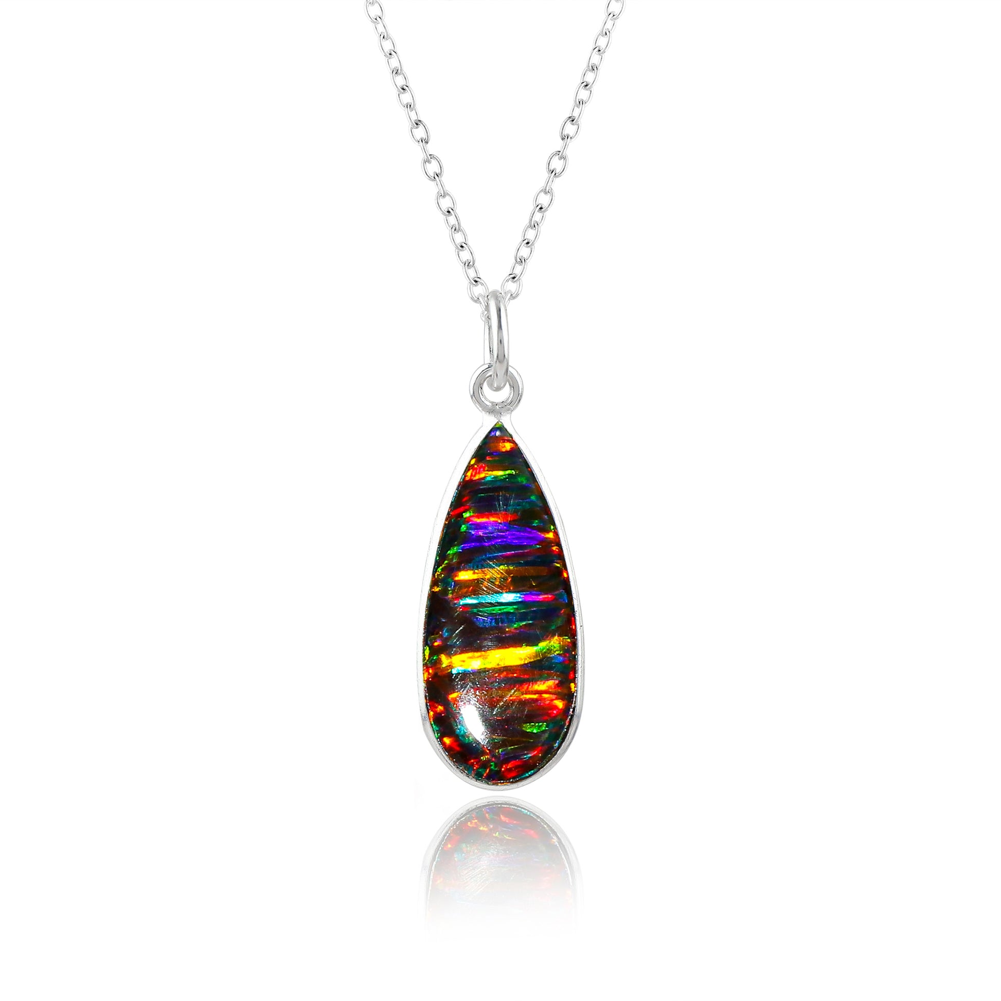 Dazzling beauty offered with 2.5 Ct Black Line Ethiopian Opal Pendant mounted on 925 Silver