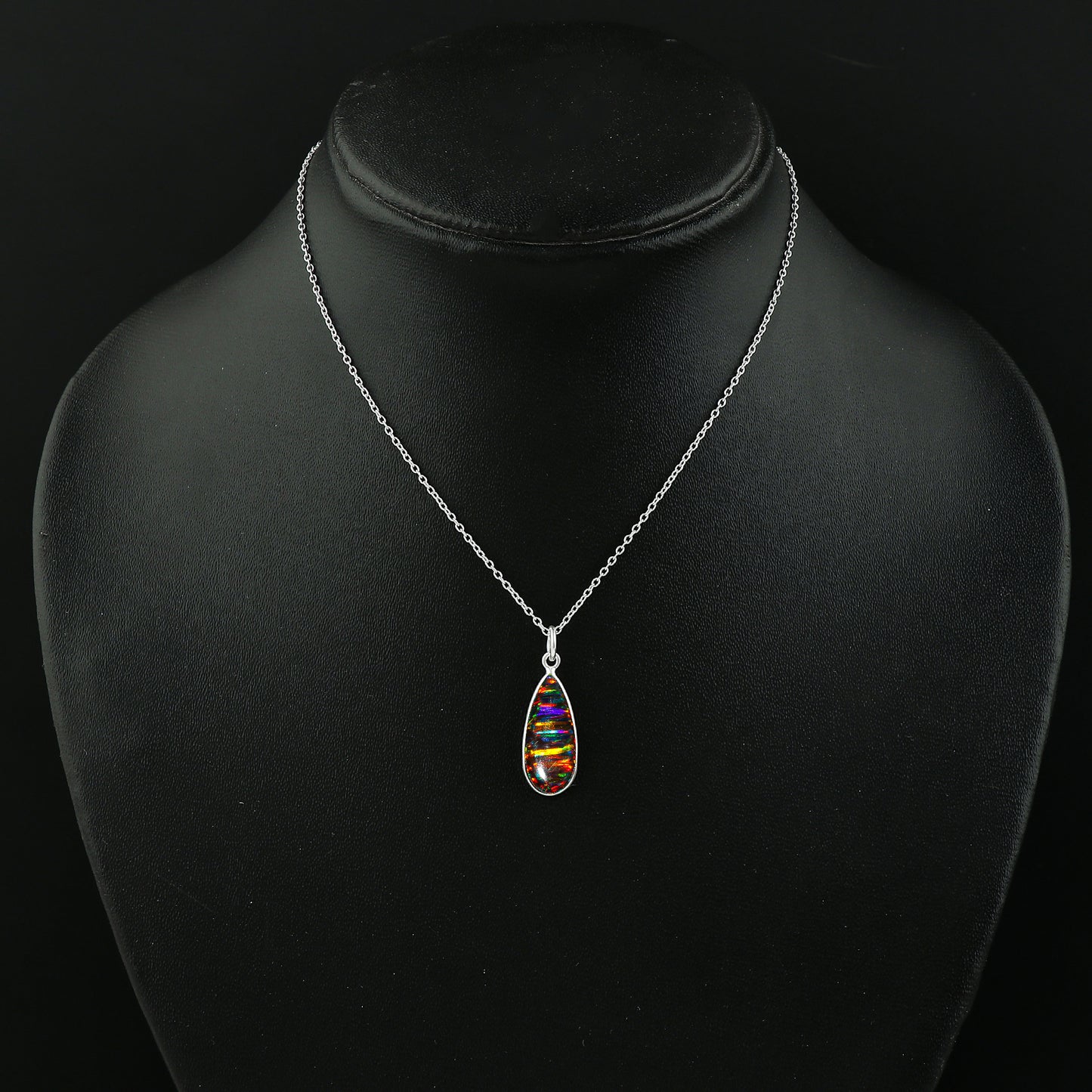 Rare quality 2.5 Ct Black Line Ethiopian Opal Pendant with 925 silver touch