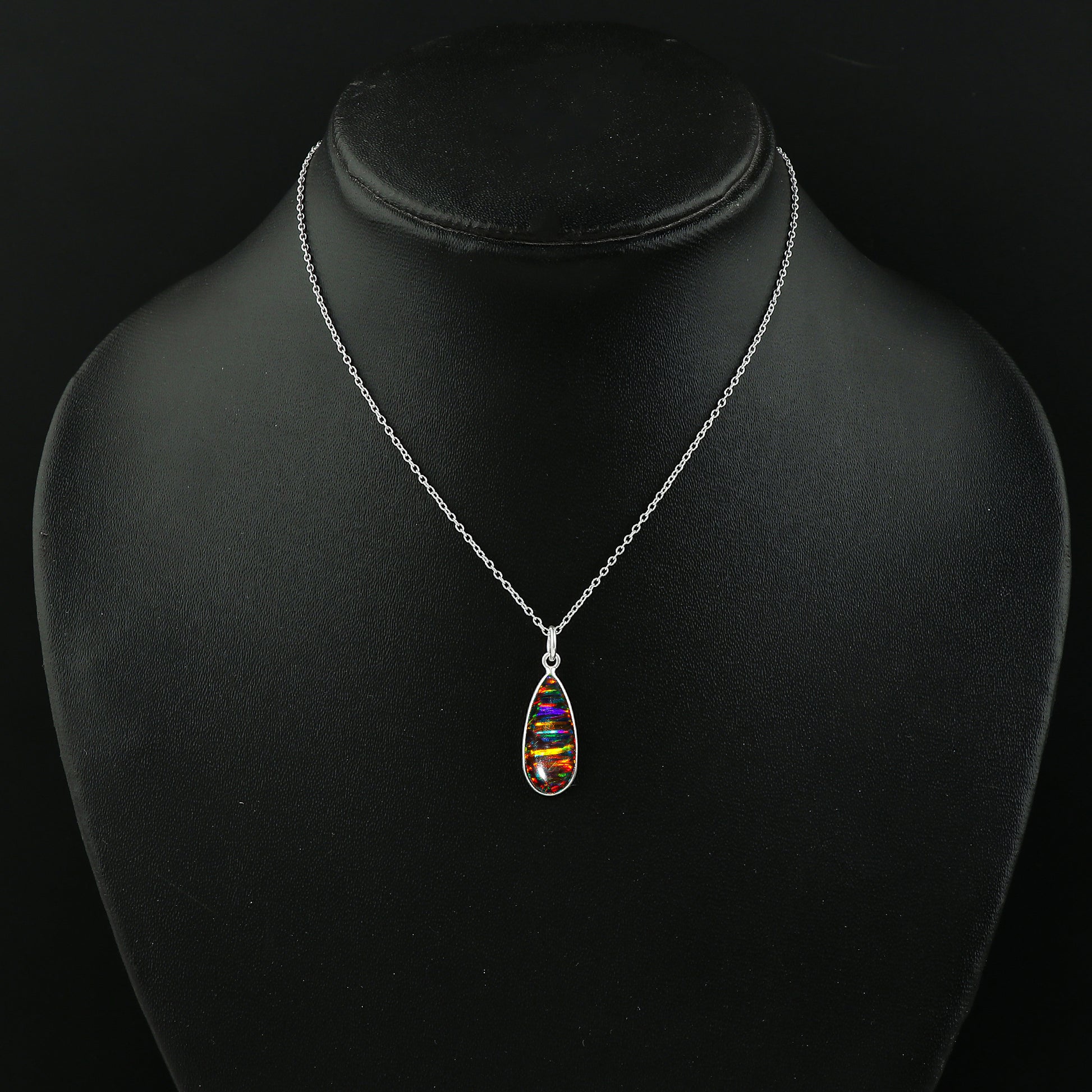 Rare quality 2.5 Ct Black Line Ethiopian Opal Pendant with 925 silver touch