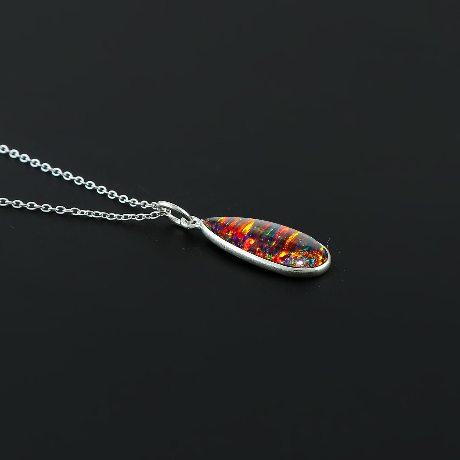 Lab Certified Pendant designed with 2.5 Ct Black Line Ethiopian Pendant in Pear Shape