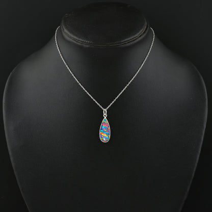 Elegant 2.5 Ct Blue Line Ethiopian Opal Pendant