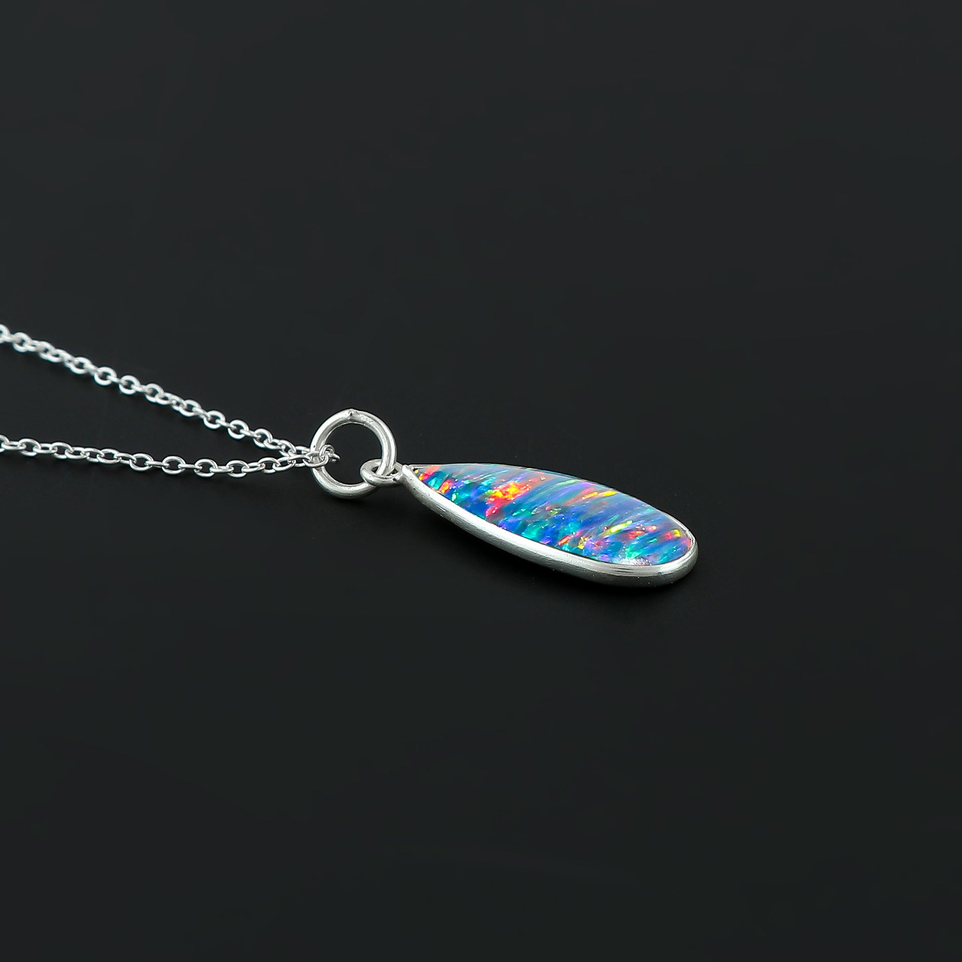 925 Silver mounted on 2.5 Ct Blue Line Ethiopian Opal Pendant