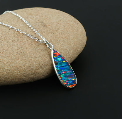 2.5 Ct Blue Line Ethiopian Opal Pendant crafted in 925 silver