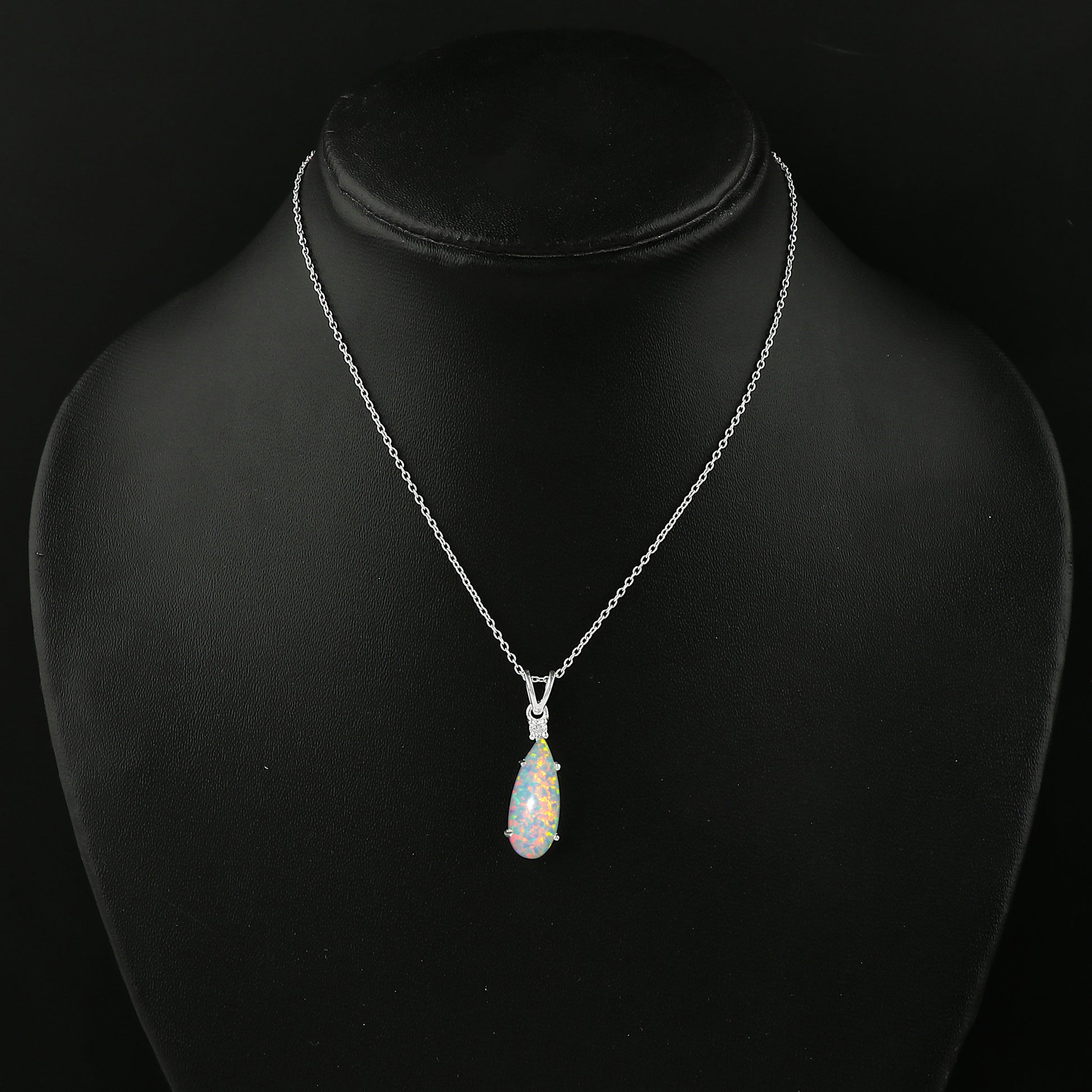 Handicrafted 2.5 Ct White Dot Ethiopian Opal Pendant in sterling 925 silver