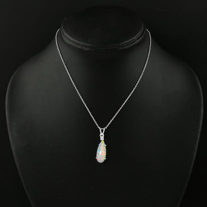 Handicrafted 2.5 Ct White Dot Ethiopian Opal Pendant in sterling 925 silver