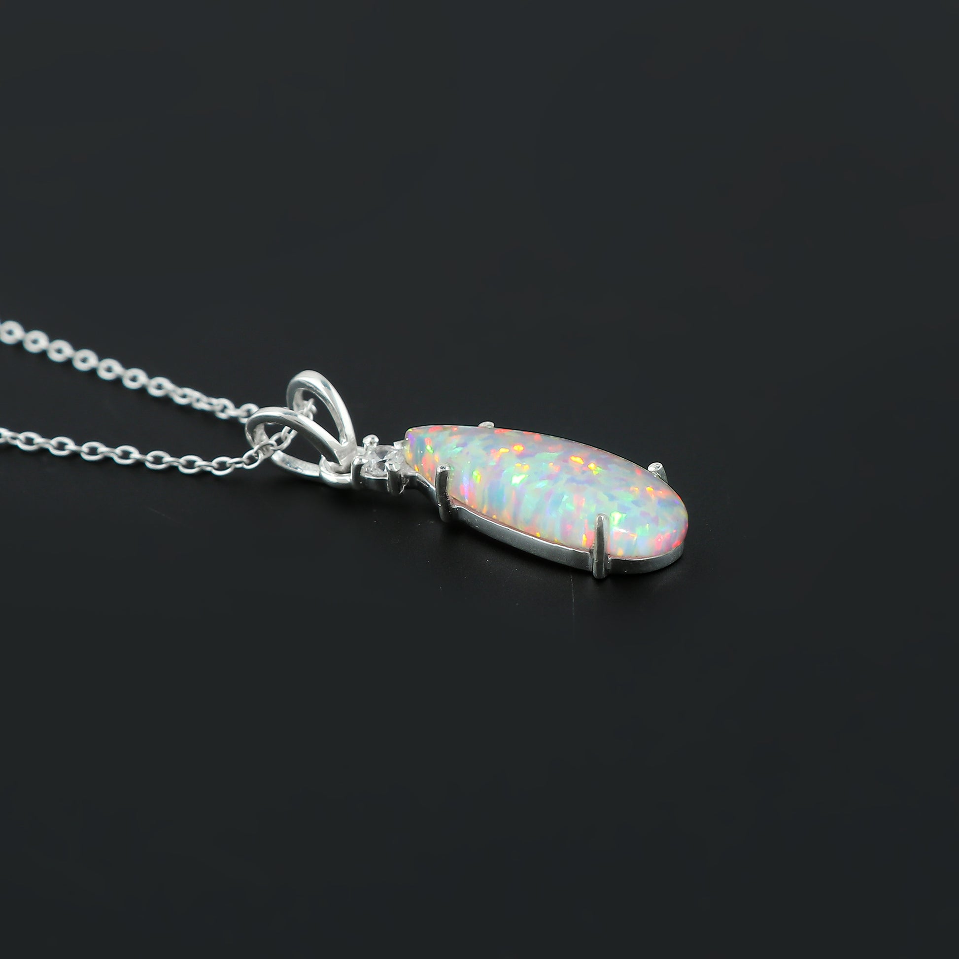 Sterling 925 silver style 2.5 Ct White Dot Ethiopian Opal Pendant, elegant look, aesthetic vibe
