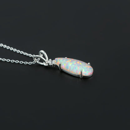 Sterling 925 silver style 2.5 Ct White Dot Ethiopian Opal Pendant, elegant look, aesthetic vibe