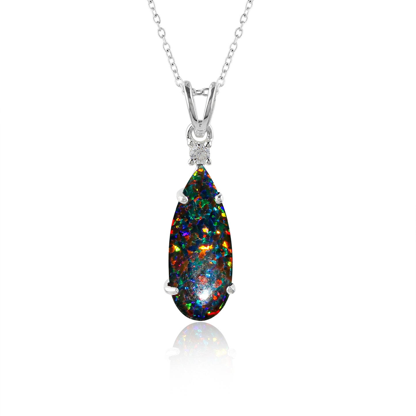 Sterling 2.5 Ct Black Dot Ethiopian Opal Pendant, Perfect for Jewelry