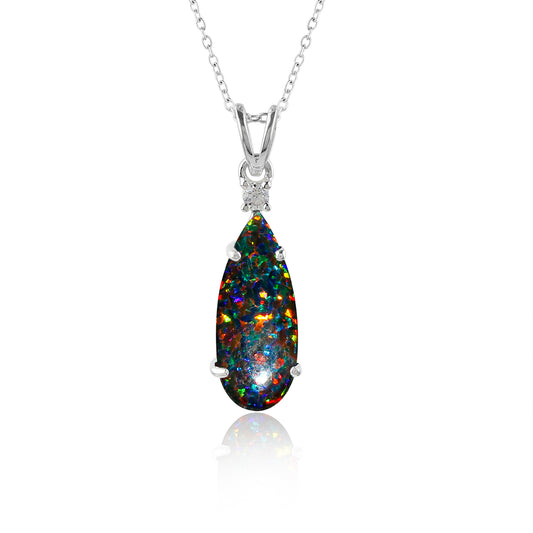 Sterling 2.5 Ct Black Dot Ethiopian Opal Pendant, Perfect for Jewelry