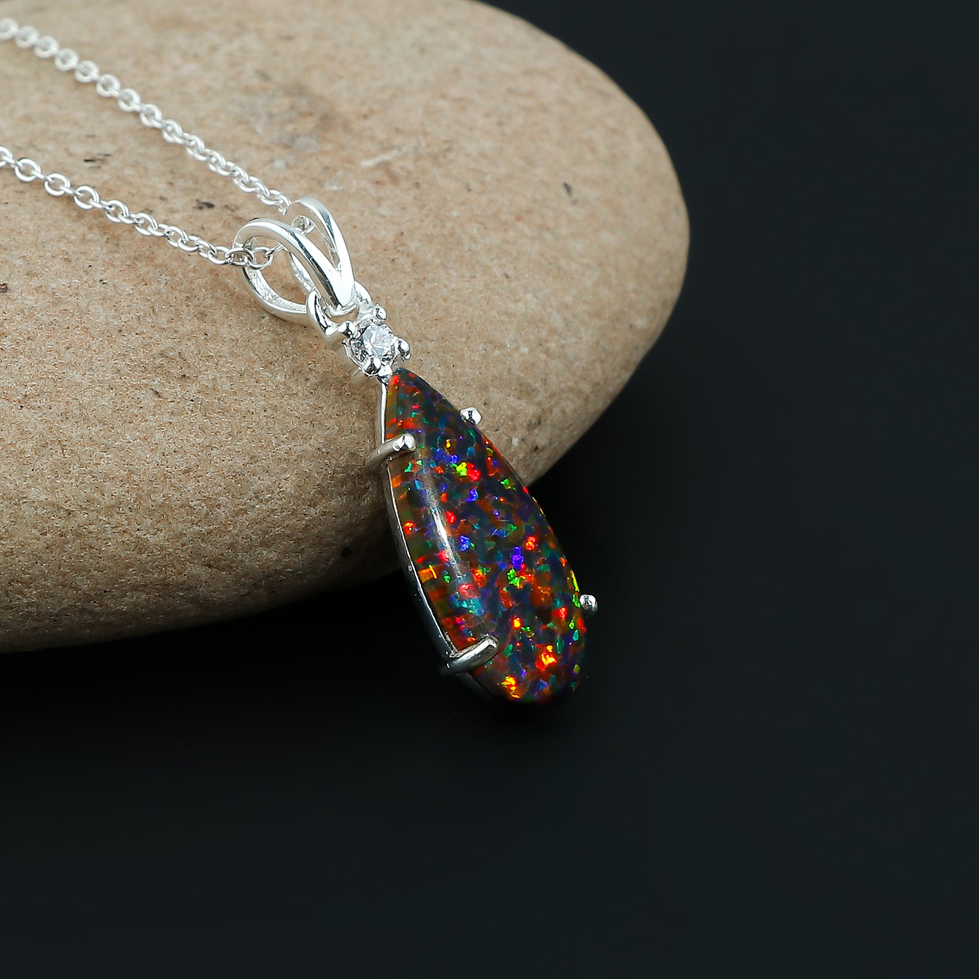 2.5 Ct Black Dot Ethiopian Opal Pendant