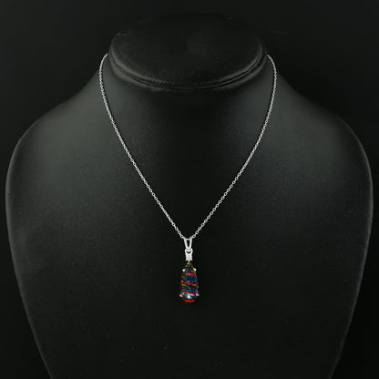 Handmade 925 Silver 2.5 Ct Black Line Ethiopian Opal Pendant