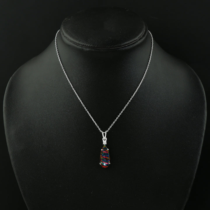 2.5 Ct Black Line Ethiopian Opal Pendant