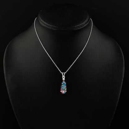 Stunning Pear shape 2.5 Ct Blue Line Ethiopian Opal Pendant