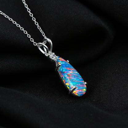 Brilliant stone designed with 2.5 Ct Blue Line Ethiopian Opal Pendant